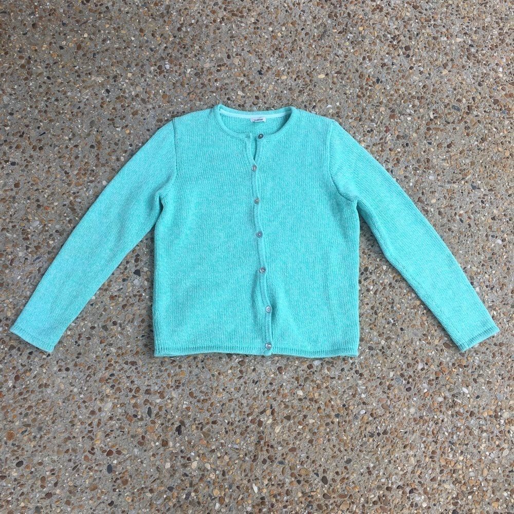 L. L. Bean Green button down cotton sweater Size M